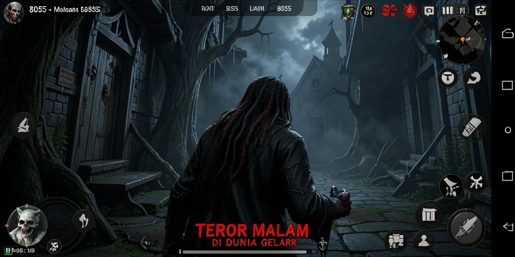Tampilan gameplay 8055 yang menegangkan di dunia kelam.