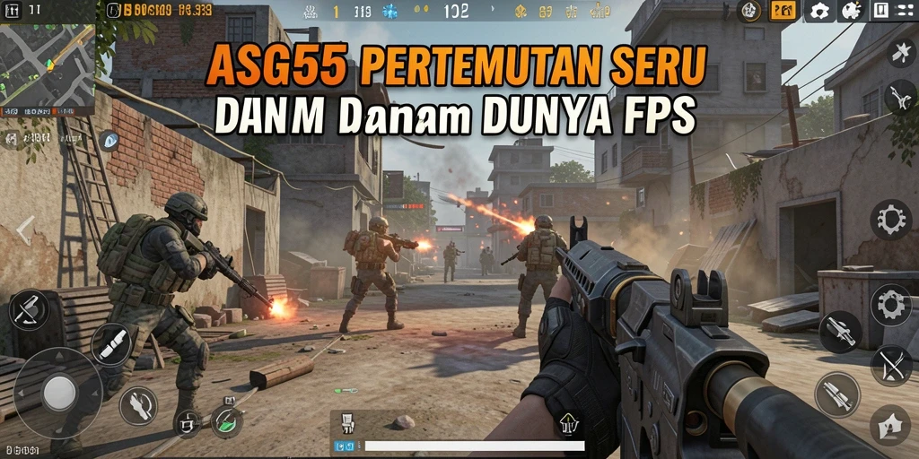 Screenshot ASG55 menampilkan pertempuran intens dalam mode FPS.