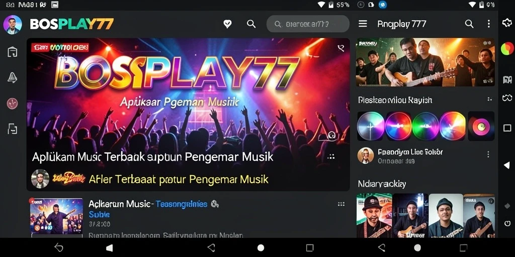 Tampilan gameplay <strong>BOSPLAY77</strong> yang menampilkan antarmuka aplikasi musik yang menarik.