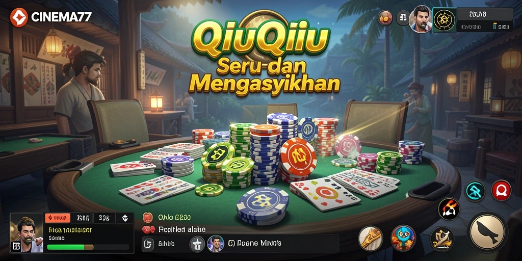 Screenshot tampilan utama gameplay QiuQiu di CINEMA77.
