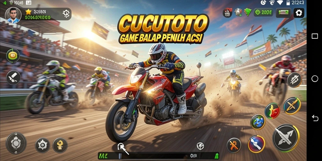 Screenshot gameplay CUCUTOTO menampilkan balapan yang mendebarkan dan seru.