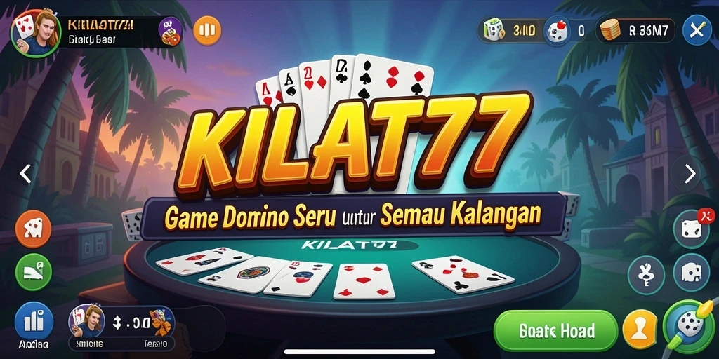 Screenshot KILAT77 menampilkan gameplay domino yang seru dan interaktif.