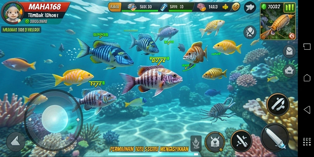 Tampilan menarik dari gameplay Tembak Ikan dalam MAHA168.