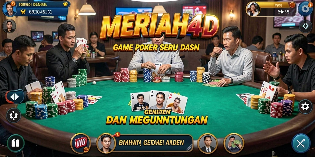 Tampilan screenshot gameplay MERIAH4D dengan suasana poker yang mendebarkan.
