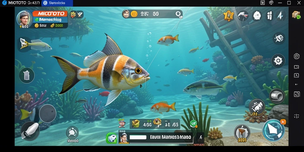 Screenshot gameplay <strong>MIOTOTO</strong> menampilkan pengalaman memancing yang seru dan realistis.