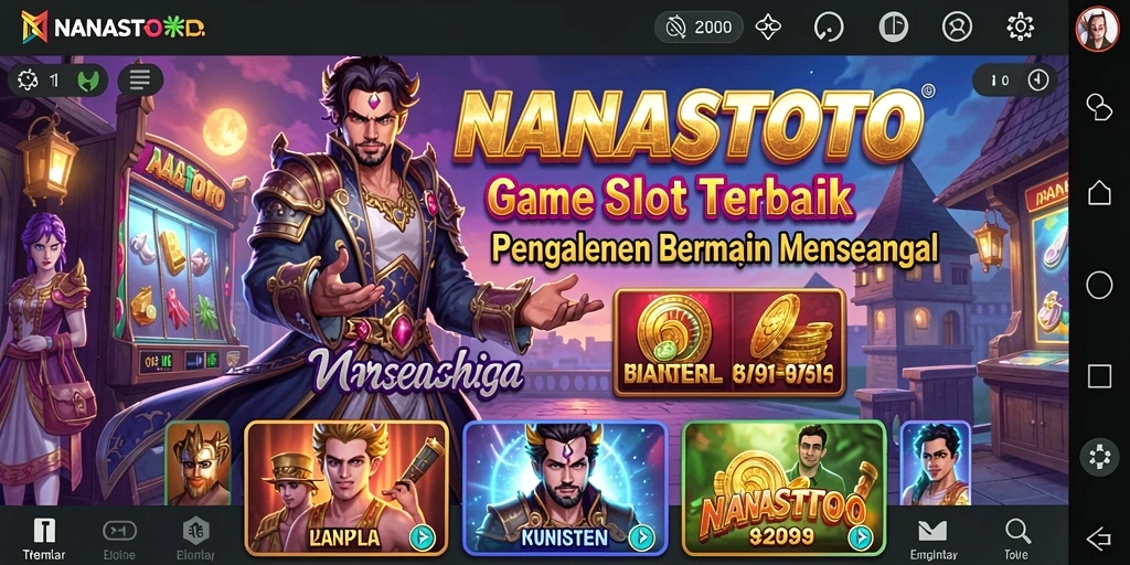 Tampilan menarik NANASTOTO dengan gameplay slot yang penuh warna.
