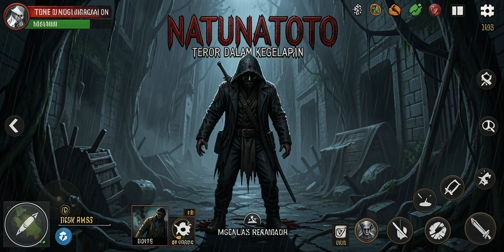 Tampilan gameplay NATUNATOTO yang menegangkan dan penuh misteri.