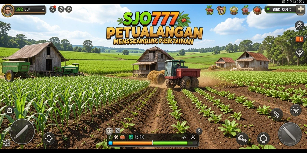 Screenshot gameplay SJO777 menampilkan petualangan seru di ladang pertanian.