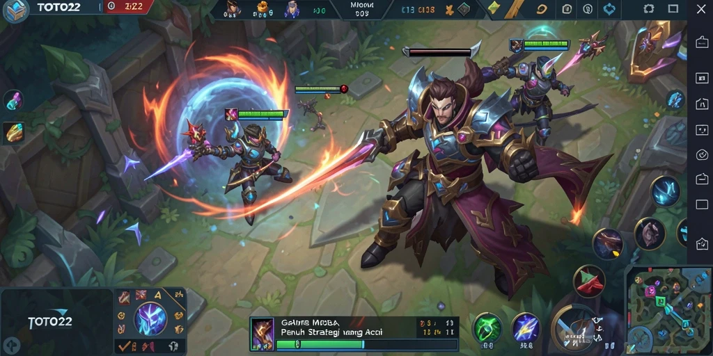 Screenshot gameplay TOTO22 menampilkan aksi karakter dalam pertempuran.
