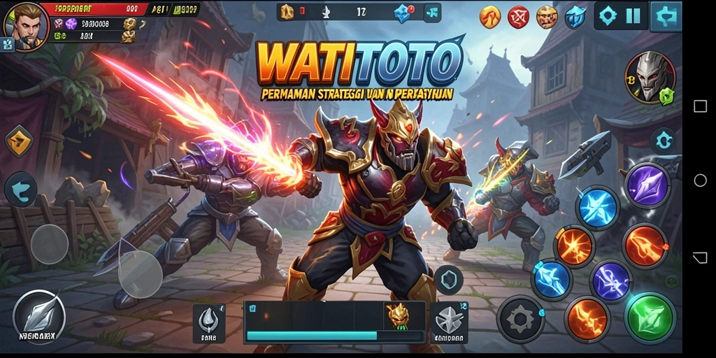 Tangkapan layar WATITOTO menunjukkan pertempuran strategis yang seru.